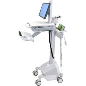 Styleview Emr Laptop Cart SLA Powered (white Grey And Polished Aluminum)