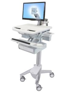 Styleview Cart With LCD Arm Non-powered 1 Drawer (white Grey And Polished Aluminum)                 