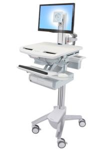 Styleview Cart With LCD Pivot Non-powered 1 Drawer (white Grey And Polished Aluminum)               