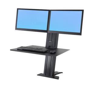 Monitor Mount - WorkFit-SR - Desk - 2 monitor - Sit-Stand Desktop Workstation - Tilt/Rotate - Up to 24in - Black