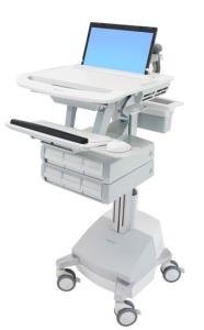 Styleview Laptop Cart SLA Powered 6 Drawers (white Grey And Polished Aluminum) CHE