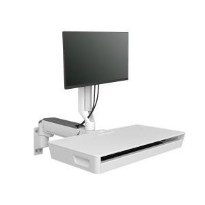 Keyboard & Monitor Mount - CareFit Combo Arm with Worksurface - Wall - 1 monitor - Tilt/Pan/Rotate - up to 27in - White