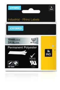 Tape - Black On Metallic - 19mm X 5.5m - Permanent Polyester