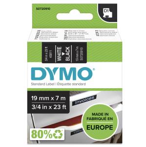 Tape White On Black 19mmx7m Type D1                                                                 
