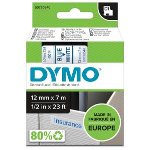 D1 Standard Tape Blue On White 12mmx7m