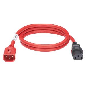 Dual Locking Power Cord IEC C14 TO IEC C13 1.8m Red
