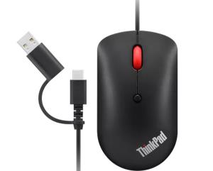 Wired Mouse - Compact - USB-C - Blue optical - Black