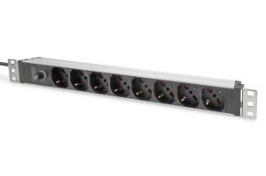 1U Aluminum PDU, 8x Italian outlets, Pre-fuse 10A Plug, 250VAC