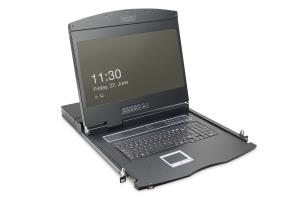 Modularized 48.3cm (19in) TFT console with 8 port Cat.5 KVM, RAL 9005 black - CH  Keyboard