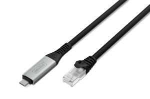 USB-C 3.2 Gen1 - RJ45 Ethernet cable - CAT6a S/FTP Black - 5m