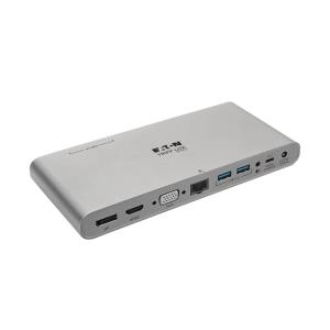 TRIPP LITE Docking Station USB-C - HDMI, VGA, DP, USB-A/C, GbE - 4K @ 30 Hz, Thunderbolt 3 - 100W PD Charging with Power Supply - Silver 