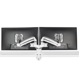 Low-profile Dual Monitor Arm, Desk Mount, White