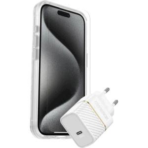 Bundle Apple iPhone 15 Pro /  Symmetry Clear MagSafe / Premium Glass AM / 30W USB-C Wall Charger EU