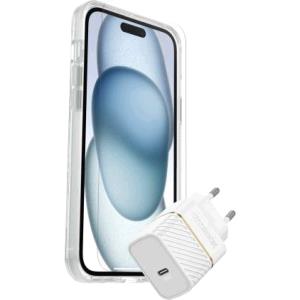 Bundle Apple iPhone 15 Plus /  Symmetry Clear MagSafe / Premium Glass AM / 30W USB-C Wall Charger EU