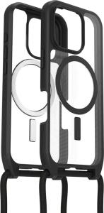 iPhone 16 Pro Case with Strap - React Series Necklace Magsafe - Black Crystal (Clear/Black) - Propack
