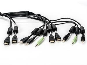 Avocent KVM Cable - USB Keyboard, Mouse & Dual Head HDMI Video Cable With Speakers & CAC 1.8m - SC945H