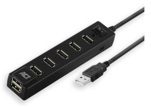 USB Hub 2.0 7x USB-A on and off switch Black