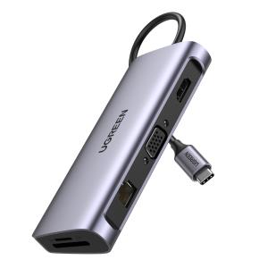 Interface Hub USB-C naar HDMI+3xUSB 3.0 A+VGA+RJ45 Gigabit+SD/TF+Aux 3.5mm+PD
