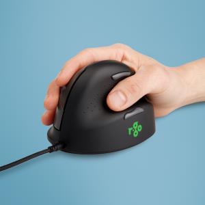 He Rgohe Right-handed Ergonomics Mouse (5-button, 3400dpi, USB) Black-silver
